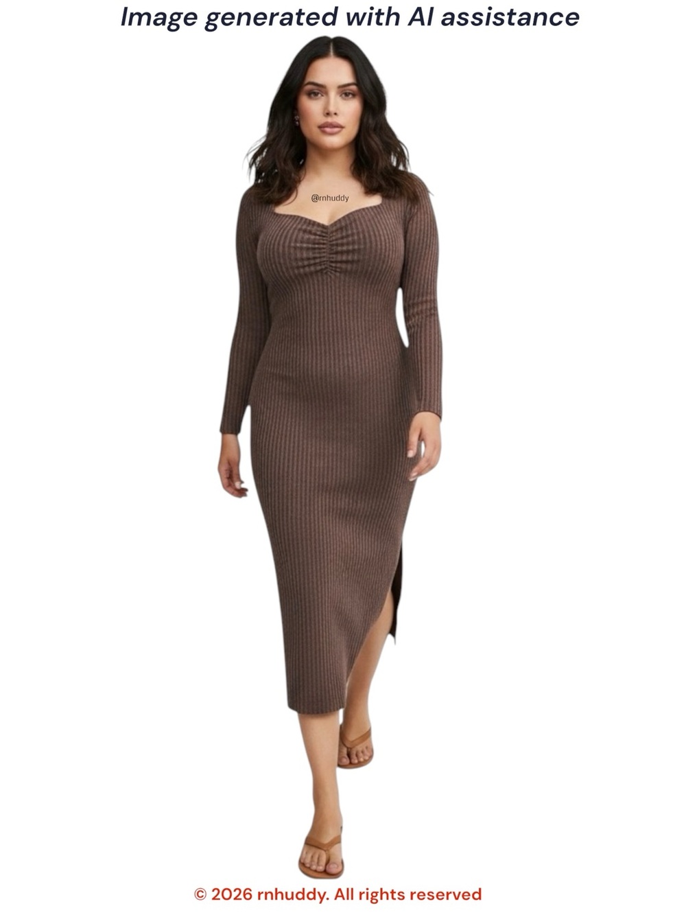 Torrid size 12 deep taupe brushed rib midi dress